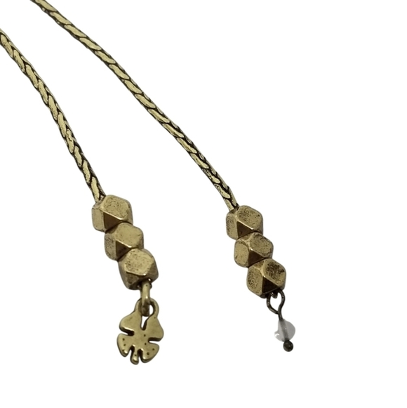 LUCKY BRAND CREAM ENAMEL & GOLD PADDLE FAN BIB STATEMENT LARIAT NECKLACE - Picture 11 of 11